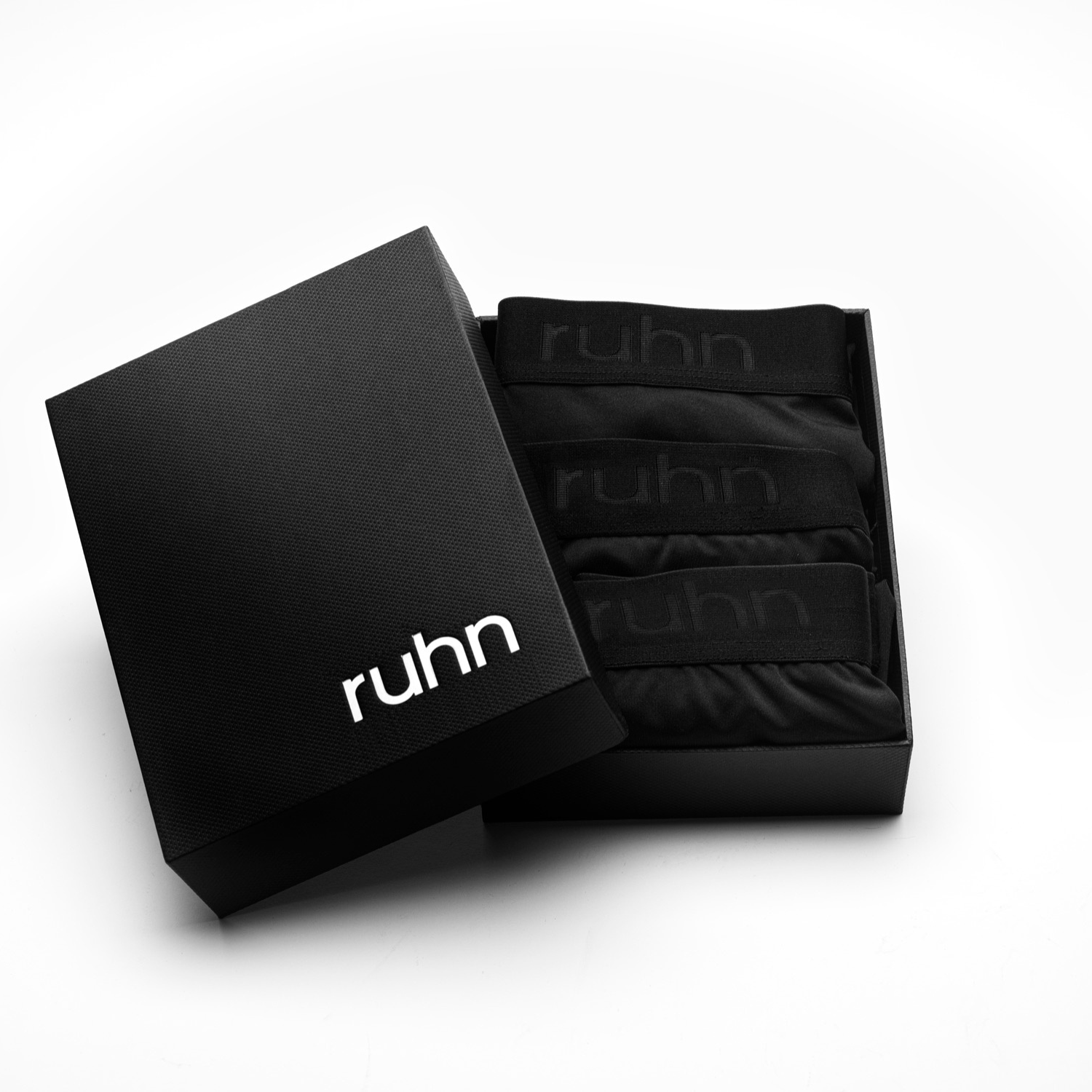 Three-pack of Agility 5-inch trunks in Activated Black by ruhn